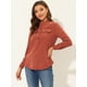 thumbnail image 2 of INSPIRE CHIC Blusa de pana informal con bolsillos delanteros y botones de manga larga para mujer Naranja roja XS, 2 of 5
