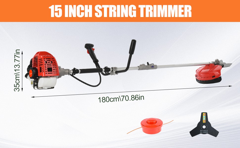 Floseru Gas Powe Weed Wacker, 52cc 2-Stroke Gas Weed Eater, 2 in 1 Backpack String/Grass Trimmer, 2.2KW/8500rpm High Power Brush Cutter, Multi-Functional Trimming Tool for Garden, Yard, Lawn