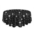 thumbnail image 5 of Black White Gothic Cat Skull Moon Pattern Round Tablecloth 60"x60",Wrinkle Wipeable Table Cloth for Kitchen Dining Room Picnic Patio Party, 5 of 6