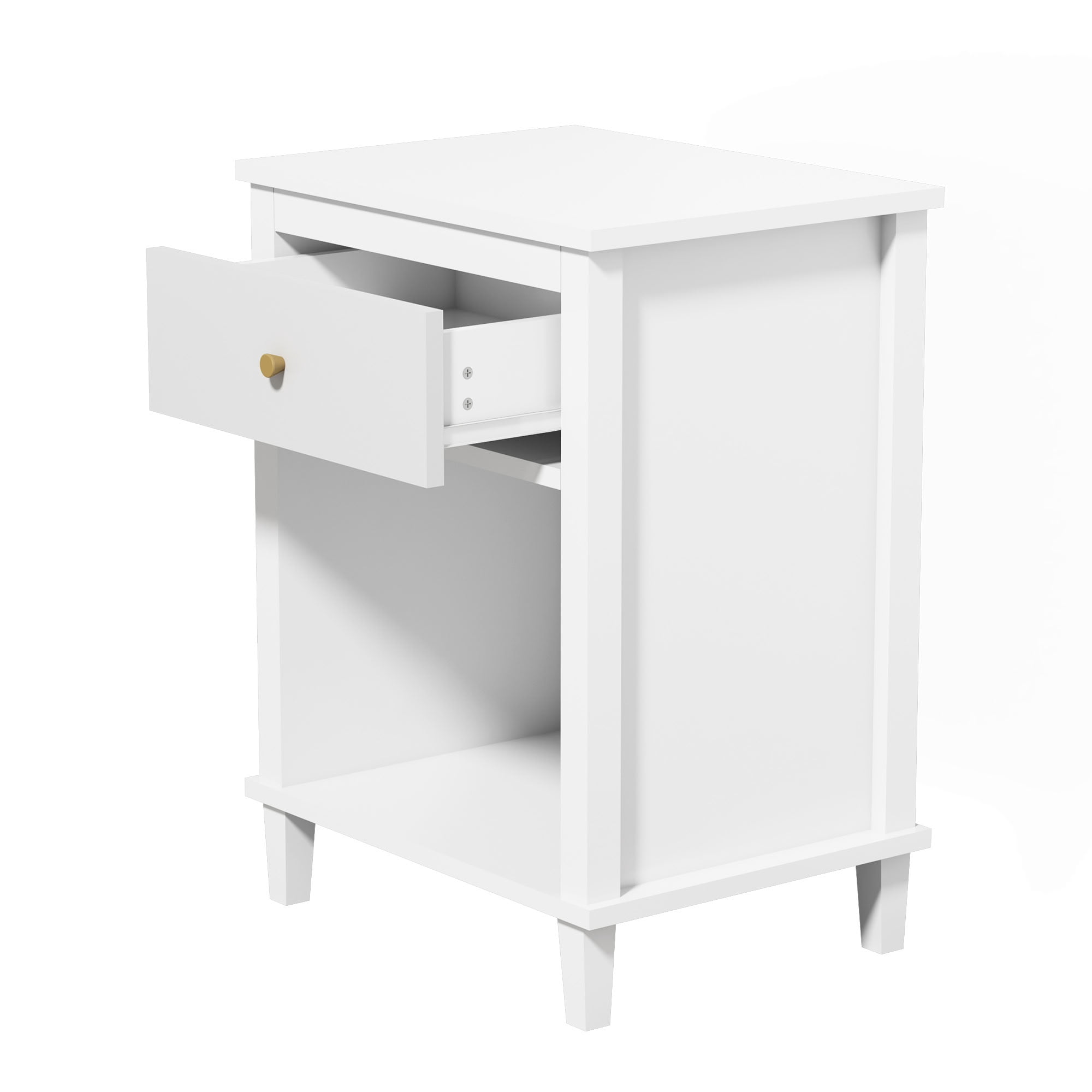 MAYEERTY 26.77" H Nightstand with Drawer & Open Shelf, Wooden Bedside End Side Table, for Kids Adults Bedroom Living Room Small Apartment Dorm