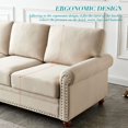 thumbnail image 3 of Onbeam Living Room Furniture Set, Storage 3 Seater Sofa Couch & Loveseat, 82" Chesterfield Sofa for Home and Office - Beige, 3 of 8
