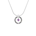 thumbnail image 2 of Delight Jewelry February - Purple Crystal Bicone Gymnastics Mom Ring Charm Necklace, 18", 2 of 4