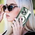 thumbnail image 6 of Compatible with iPhone 13 14 15 16 Case with Magnetic Ring Stand [Compatible with Mag-Safe] [Full Camera Lens Protector] Soft Plating Phone Case for iPhone Green, 6 of 7