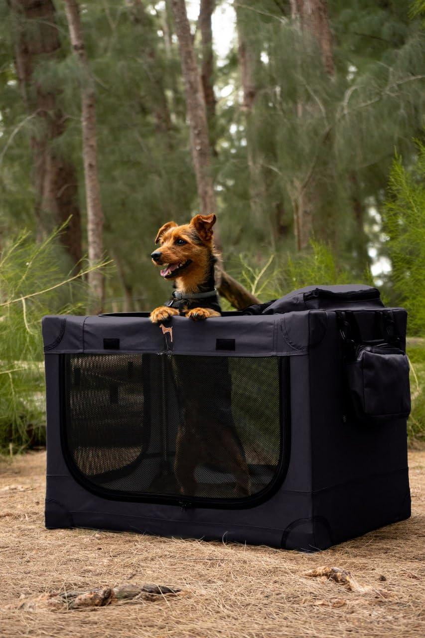 Collapsible Dog Crate 26 Inch  Small For Medium Breeds Travel Kennel Car Including Pet Mat Cage 2 Storage Pockets Handbag 10mm Locking Zipper 26 * 17 17