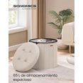thumbnail image 3 of SONGMICS Mazie Colección - Banco Redondo, Taburete Reposapiés Plegable con Tapa, para Dormitorio, Sala de Estar, Entrada, Beige Capuchino, 3 of 5