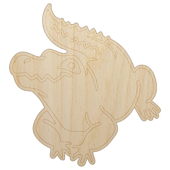 Crocodile Alligator Cute Wood Shape Unfinished Piece Cutout Craft DIY Projects - 4.70 Inch Size - 1/8 Inch Thick