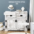 thumbnail image 2 of Storage Cabinet, Floor Cabinet, Freestanding Storage Cabinet with 2 Pull-Out Drawers and a 2-Tier Adjustable Shelves Cabinet, Sideboard, Accent Cupboard for Living Room, Kitchen, Distressed White, 2 of 8