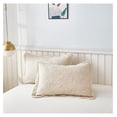 thumbnail image 7 of 2-Piece 100% Cotton Quilted Pillow Shams Embroidered Farmhouse Pillow Shams (King, Natural Beige), 7 of 7
