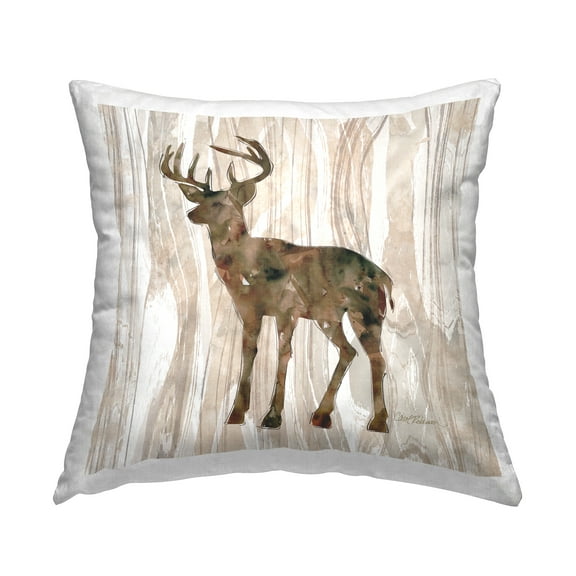 Stupell Industries Wilderness Buck Watercolor Silhouette Rustic Grain Pattern Brown,18 x 7 x 18 Decorative Pillows