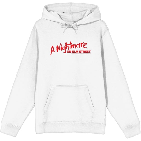 A Nightmare On Elm Street Logo Adult White Long Sleeve Hoodie-Medium
