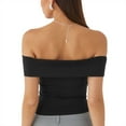 thumbnail image 4 of Valcatch Womens Off Shoulder Tops Summer Slim Fit Short Sleeve Knit Fitted T Shirts Blouse Going Out Nightout Shirt, 4 of 4