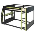 thumbnail image 6 of Mirightone Wood Full over Full Bunk Bed with Gaming Desk and Storage, Heavy-Duty Bunk Bed Frame with Charging & LED Light for Gamer, Green+Black, 6 of 8