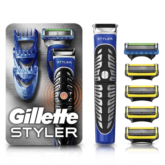 GILLETTE Styler, Rasuradora Eléctrica 3en1, Afeitadora + 5 Cartuchos de Rastrillo para Hombre, Rasuradora, Recortadora y Perfiladora de Barba y Cuerpo