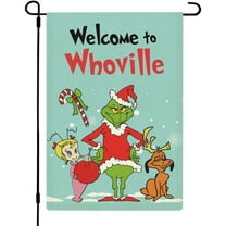 Christmas Garden Flag, Welcome to Whoville Garden Flag 12 x 18 Inch, Christmas Winter Outside Holiday Decor Yard Flag Seasonal Farmhouse Outdoor Decoration