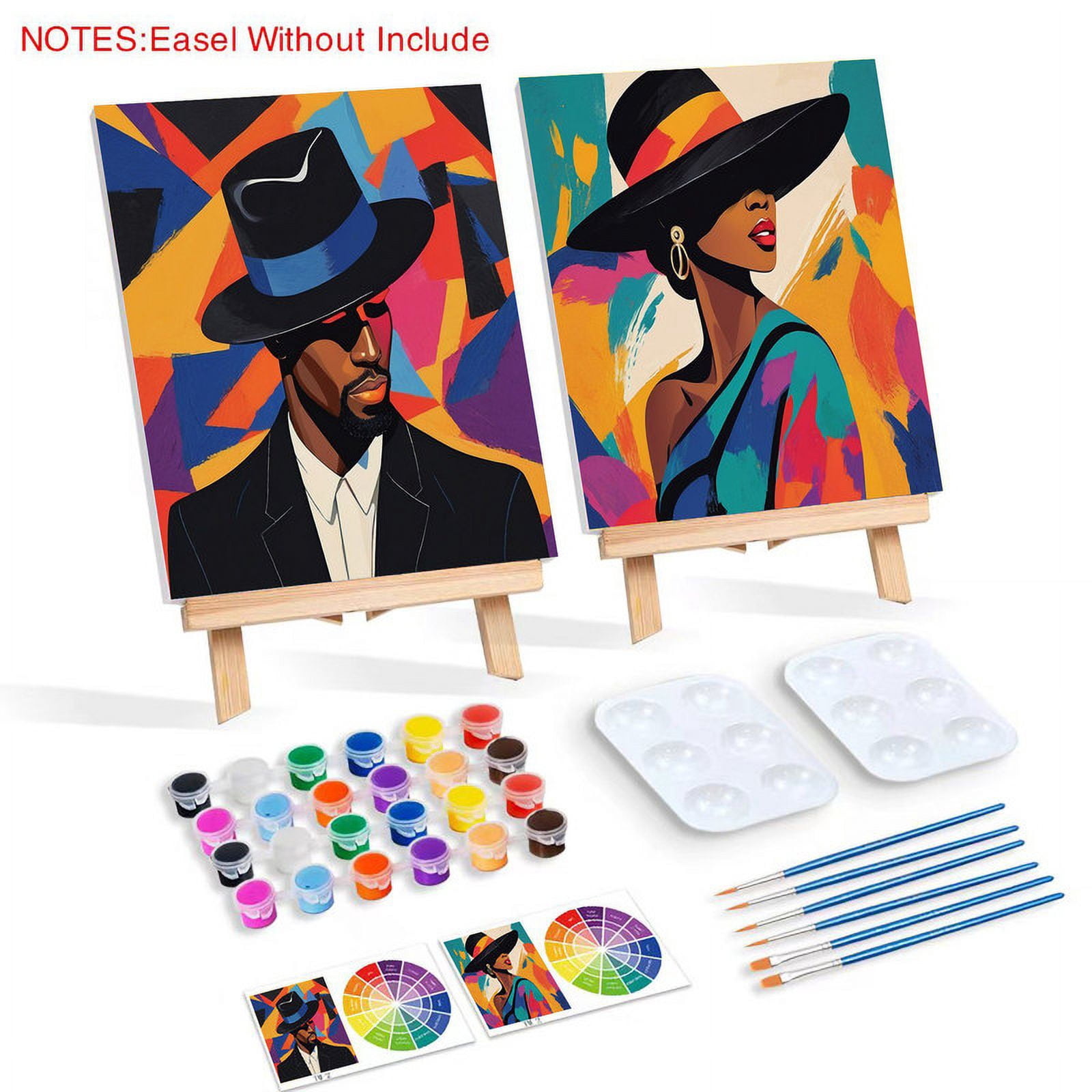 Paint and Sip Kit for Adults with Stand, 8x10 Inch Pre Drawn Stretched Canvas for Painting Your Partner Date Night Valentines Day