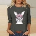 thumbnail image 2 of 3/4 Length Sleeve Tops for Women Easter Cotton Shirts Funny Graphic Tees Shirt Cute Rabbit Bunny Pullovers Tunic Blouse Holiday Party Clothing, 2 of 4