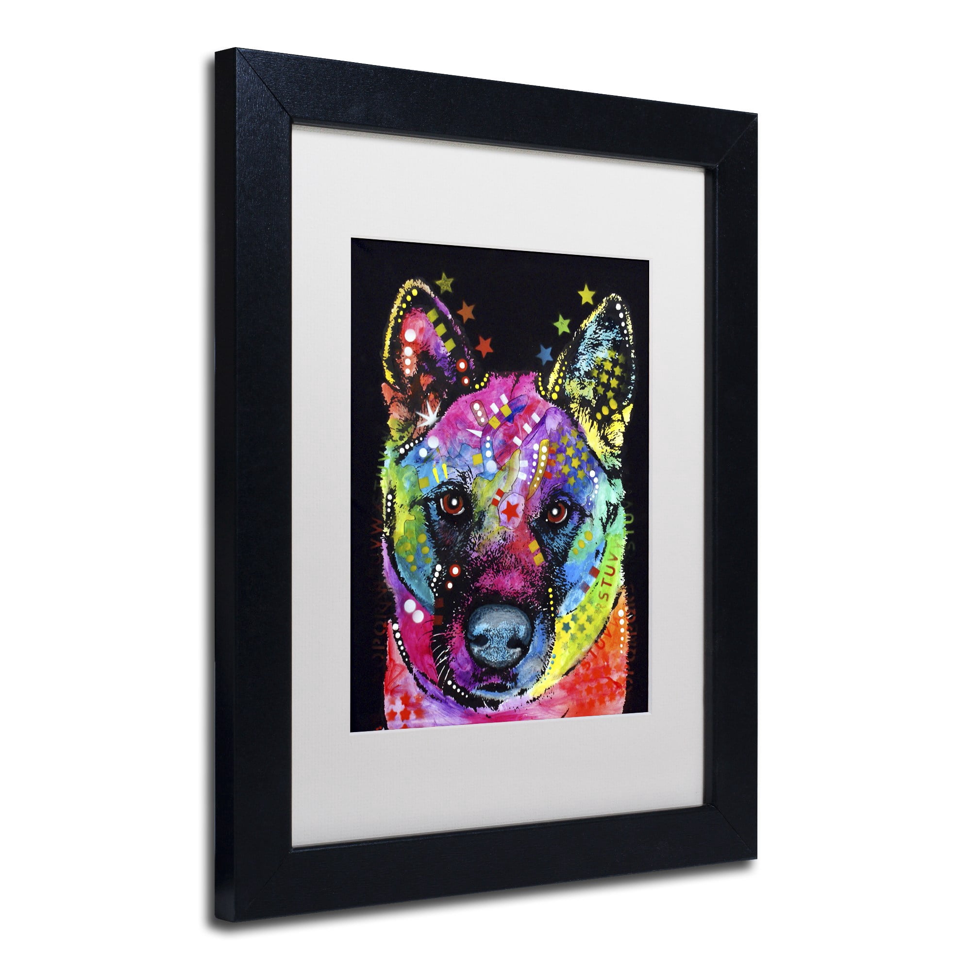 Trademark Fine Art "Akita II" Canvas Art by Dean Russo, White Matte, Black Frame