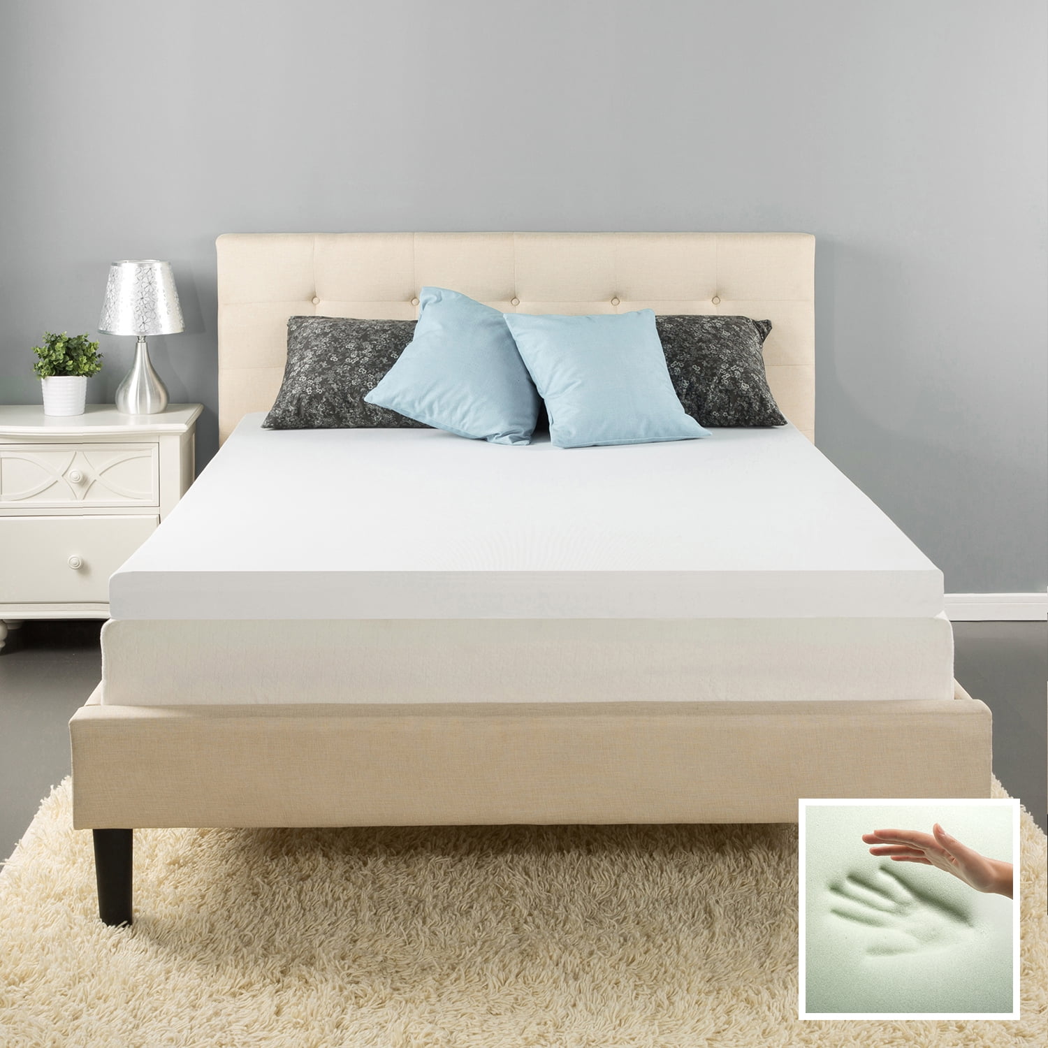 Ventilated Air Flow for Comfortable Sleeping More Restful Sleep Reduces Pressure Points Deco Home 3 Inch Queen Memory Foam Mattress Topper with Relaxing Infused Lavender Scent
