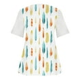 thumbnail image 4 of Patlollav Womens Tops Short Sleeve Floral Print Lace Mesh Splicing Pullover V-Neck Blouse, 4 of 6