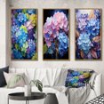 thumbnail image 1 of Designart "Blue Purple Hydrangea Petals In Flow" Floral Framed Wall Art Set Of 3 - Blue Hydrangea Frame Gallery Wall Set For Home Decor, 1 of 6