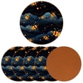 thumbnail image 2 of Honeybee Set of 6 Round Microfiber Leather Coasters, 11x11 cm/4.3x4.3 in, Drink Coasters for Home and Office, and Water Absorbent Cup Coasters, 2 of 6