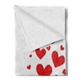 thumbnail image 2 of Kiss Soft Flannel Fleece Throw Blanket, Girl Black Silhouette Blowing Red Hearts Romance Love Valentines Day Theme, Cozy Plush for Indoor and Outdoor Use, 60" x 80", Black White Red, by Ambesonne, 2 of 5