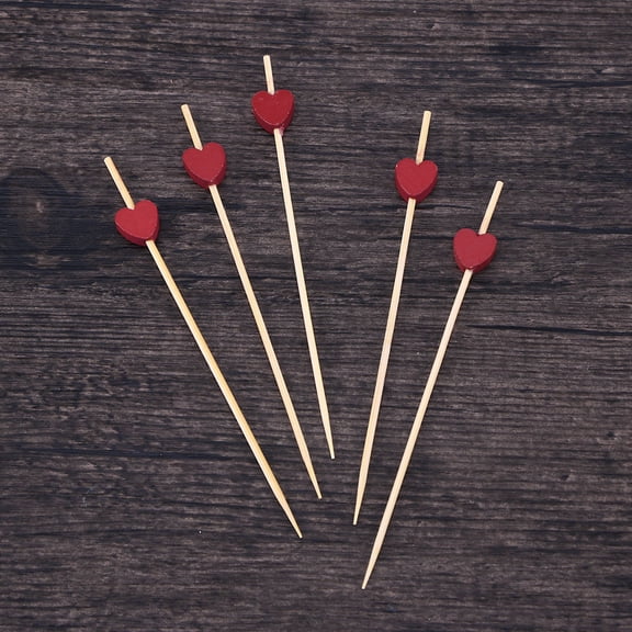 FONWILYO Drinks Garnish Skewer Sticks Cocktail Picks Bamboo 200 Pcs Red