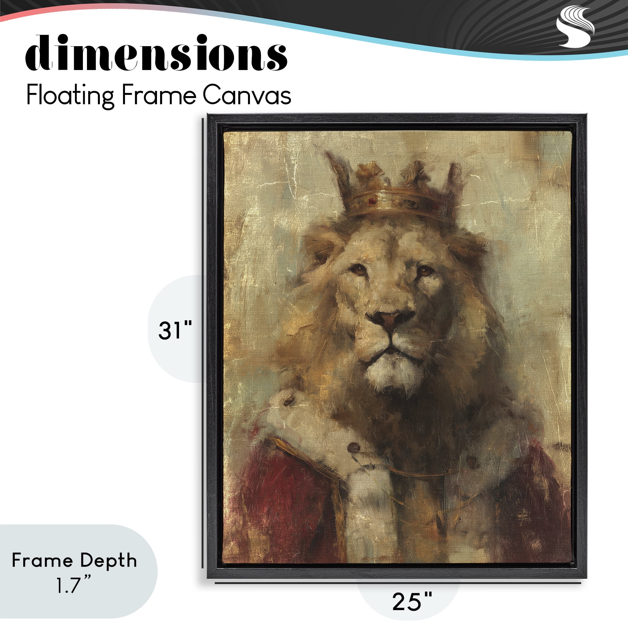 Stupell Industries Regal Lion Sovereign Black Framed Floater Canvas Wall Art, design by Svetlana Aleynikova