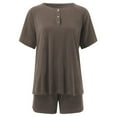 thumbnail image 2 of GZWYHT Lounge Sets for Women Comfy Sets for Women Clothing Two Outfits For Women Sets Button Down Top And Shorts Set Sweatsuits Two Piece Sets for Women Two Piece Sets for Women Summer Khaki S, 2 of 8