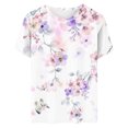 thumbnail image 4 of Summer Saving Clearance 2024! POTETI Women Plus Tops Pink Retro Floral Print T-Shirt Crew Neck Short Sleeve Tops, 4 of 4