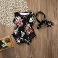thumbnail image 3 of Douhoow 0-24m Baby Girl Romper Summer Floral Tassel Bodysuit with Headband, 3 of 9