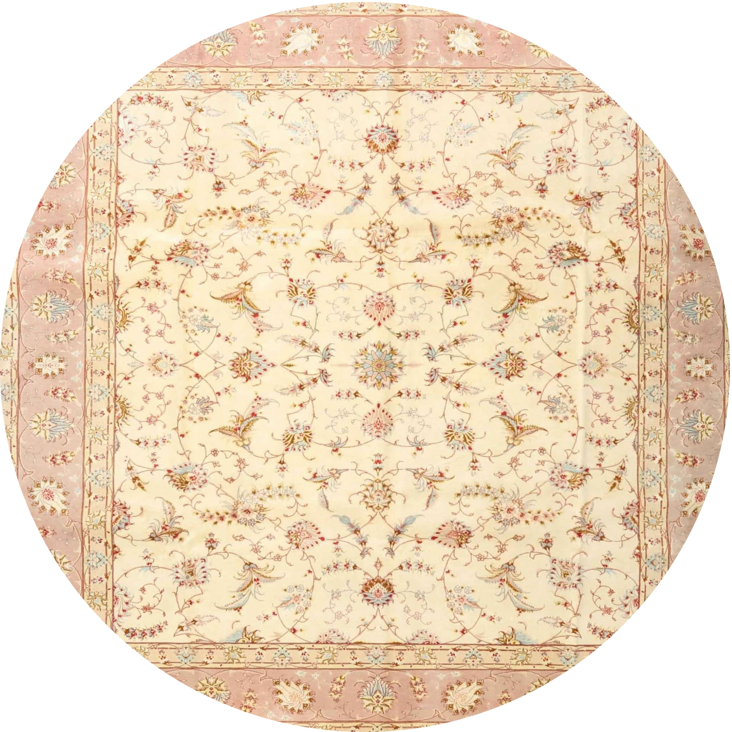 Ahgly Company Machine Washable Indoor Round Traditional Khaki Gold Area Rugs, 4' Round