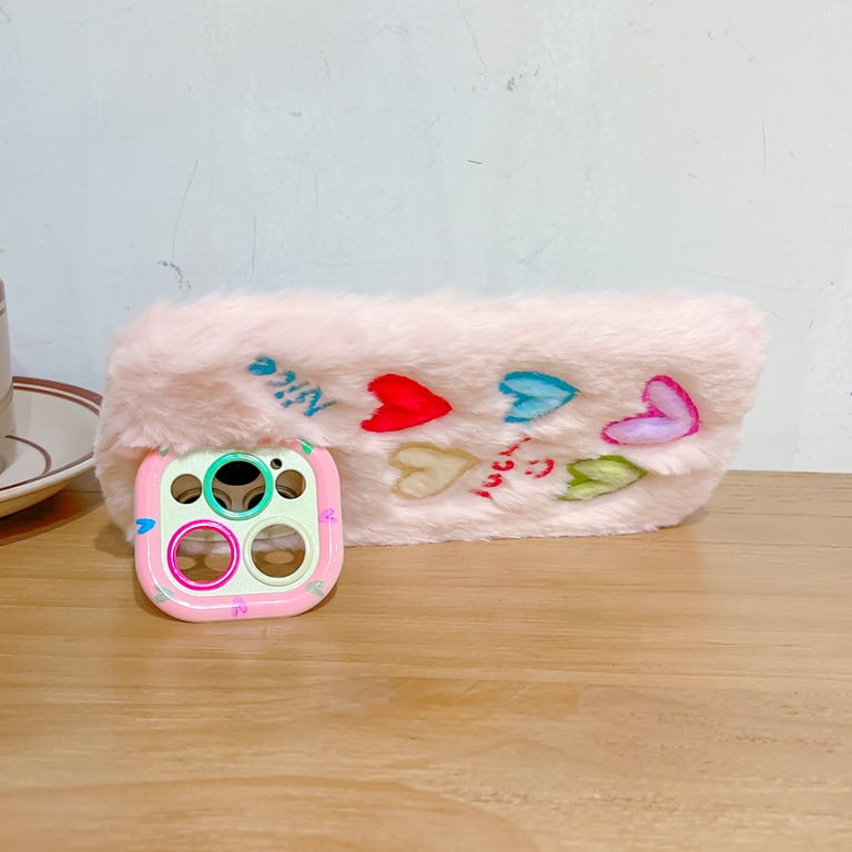 Compatible for iPhone 16 Pro Plush Furry Phone Case, Coloful Cute
