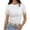 *White, variant on ClodeEU Women's Crew Neck Short Sleeve Crop Top with Lace Hem,Casual Solid Color Slim Fit Blouse Black,Women's Plus L