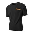thumbnail image 5 of Krdevn Mens Shirts - Men's Summer Workout T Shirt Breathable Comfortable Stretch Fitness Tee Casual Striped Round Neck Short Sleeve Top,Mens Fall Shirts,Color:Black,Size:XL, 5 of 9
