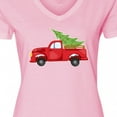 thumbnail image 4 of Inktastic Christmas Vintage Truck with Christmas Tree Women's V-Neck T-Shirt, 4 of 5