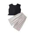 thumbnail image 1 of Zpanxa Girls 2 Piece Outfits Irregular Drop Shoulder Sleeveless Top and Striped Wide Leg Pants Set 5 Years, 1 of 7