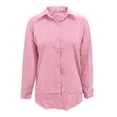 thumbnail image 5 of Outfmvch long sleeve shirts for women Solid Sleeve Long Loose Size Button Plus Casual Shirt womens tops Pink, 5 of 5