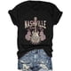 thumbnail image 1 of Playera Vintage de Mujer con Gráfico de Banda de Rock y Música Country, Divertida, Manga Corta para Vacaciones, Negra, Talla Grande, 1 of 6