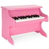 Best Choice Products Kids 25-Key Wooden Learn-To-Play Mini Piano w/ Note Stickers, Music Book - Pink