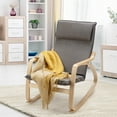 thumbnail image 3 of Costway Modern Bentwood Rocking Chair Fabric Upholstered Relax Rocker Lounge Chair Gray, 3 of 11