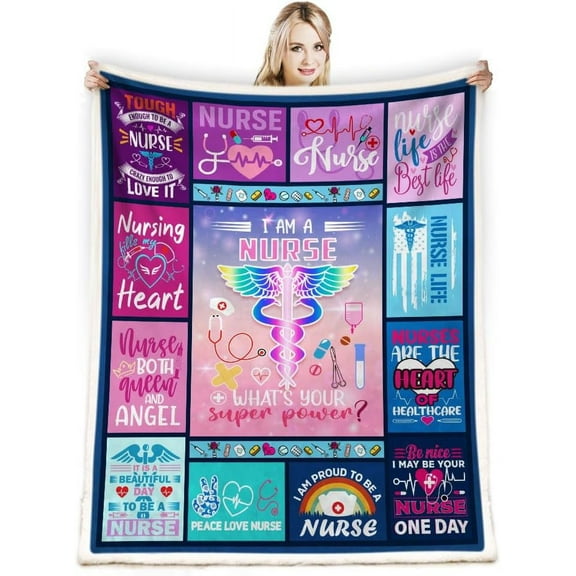 Nurse Gifts Blanket Nurse Gifts for Women, Gifts for Nurses, Nurse Practitioner Gifts, RN Gifts for Nurses, Nurse Appreciation Gifts, Soft Cozy Warm Nurse Theme Throw Blanket for Bed Couch 50"x60"