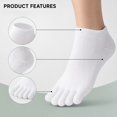 thumbnail image 5 of MJumppHome 5 Pairs Cotton Toe Socks Low Cut No Show Athletic Socks for Men Women,White,Sock Sizes 7-10, 5 of 7