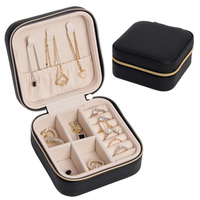 Caja de almacenamiento de joyas portátil para viajes, caja de almacenamiento de aretes, anillos, joyas, mini caja de almacenamiento de joyas