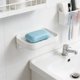 thumbnail image 4 of Jabonera de pared para baño, organizador de almacenamiento sin perforaciones, soporte adhesivo con ventosa y drenaje para ducha y fregadero de cocina, jabonera de plástico blanco para baño y ducha., 4 of 6