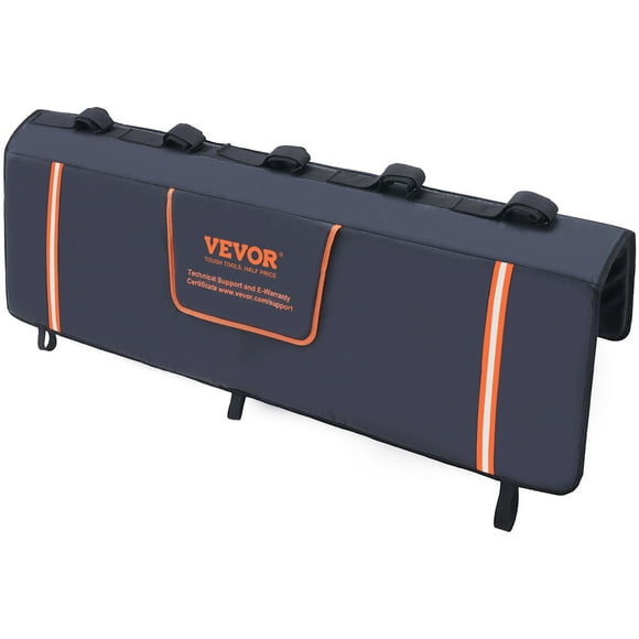 VEVOR Coussinet de Hayon pour Vélo, Coussinet de Hayon de Camion 53 Pouces pour Transporter 5 Vélos de Montagne, Coussinet de Protection de Hayon avec Bandes Réfléchissantes et Pochettes à Outils, Coussinet de Hayon avec Ouverture pour Caméra pour Camions Pickup de Taille Moyenne