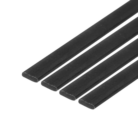 Uxcell 4 Pcs Carbon Fiber Strip 1x4mm 500mm Length Pultruded Flat Carbon Fiber Bars Kites, RC Airplane