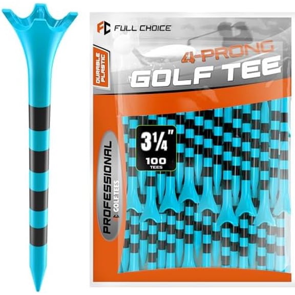 Professional Plastic Golf Tees 100 Pack (3-1/4" or 2-3/4"), Enhanced Durability & Stability, Engineered to Minimize Friction and Side Spin