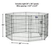MidWest Homes for Pets 36-Inch Exercise Pen, for Indoor and Outdoor Use, 16 Sq Feet of Play, Single Door Folding Dog Pen, with Large Door Opening & Secure Latch, Easy to Set Up, Foldable Dog Playpen