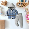 thumbnail image 2 of UYYX Size 7 Boys Clothes 2T Boys Clothes Toddler Boy Clothes Plaid Hooded Shirt - 2 Piece Outfit: Button Front Toddler Hoodie & Sweatpants Set, 2 of 9